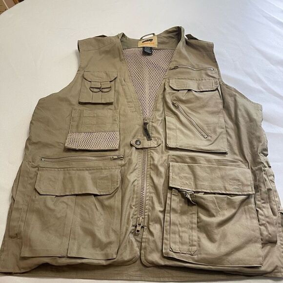 HUMVEE Men’s Size Large Ranger Vest Full Zip With Multiple Pockets Khaki Tan EUC - Picture 8 of 9